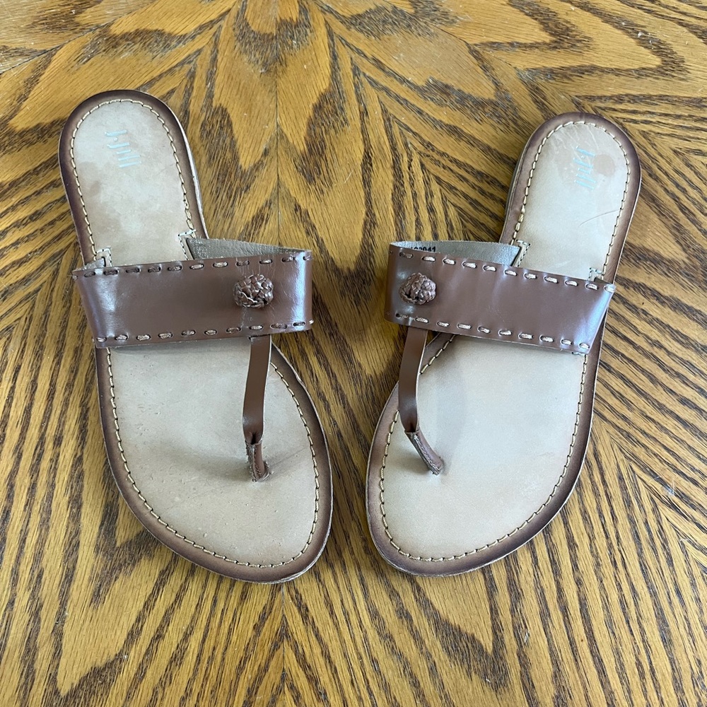 J. Jill Brown Leather Thong Sandals